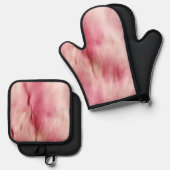 Ensemble De Gant De Cuisine Et De Manique Chic Rose Cowgirl Cowhide (Recto/Verso)