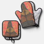 Ensemble De Gant De Cuisine Et De Manique Chien et fraise (Recto/Verso)