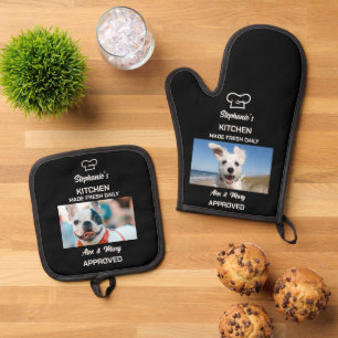 Ensemble De Gant De Cuisine Et De Manique Chien Funny Cuisine Fabriquée fraîche Quotidienne