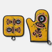 Ensemble De Gant De Cuisine Et De Manique Chimera - Oiseau de poisson (Recto)