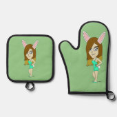 Ensemble De Gant De Cuisine Et De Manique Chini Bunny (Recto)