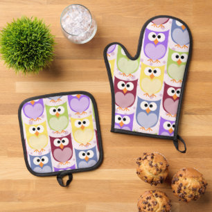 Ensemble De Gant De Cuisine Et De Manique Chouettes mignonnes, Chouette Motif, Chouettes pou