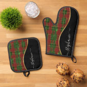 Ensemble De Gant De Cuisine Et De Manique Christmas Plaid Gold Personalized (De haut en bas)