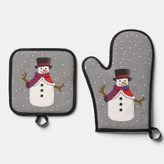 Ensemble De Gant De Cuisine Et De Manique Christmas Snowman