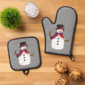 Ensemble De Gant De Cuisine Et De Manique Christmas Snowman (De haut en bas)