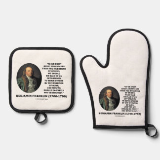 Ensemble De Gant De Cuisine Et De Manique Citation de Benjamin Franklin sur les grands avant