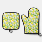 Ensemble De Gant De Cuisine Et De Manique Citron (Recto)