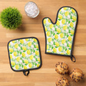 Ensemble De Gant De Cuisine Et De Manique Citron (De haut en bas)