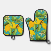 Ensemble De Gant De Cuisine Et De Manique Citron (Recto)