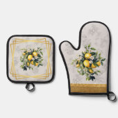Ensemble De Gant De Cuisine Et De Manique Citron et fruits à la positano (Recto)