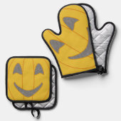 Ensemble De Gant De Cuisine Et De Manique Citrouille (Recto/Verso)