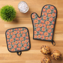 Citrouilles d'automne Gingham noir et blanc Automn