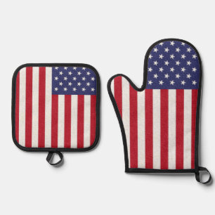 Ensemble De Gant De Cuisine Et De Manique Classique BBQ du 4 juillet Drapeau patriotique amé