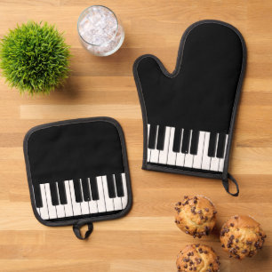 Ensemble De Gant De Cuisine Et De Manique Clavier de piano élégant, joueur de piano