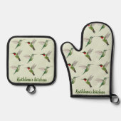 Ensemble De Gant De Cuisine Et De Manique Colibri à gorge rubis (Recto)