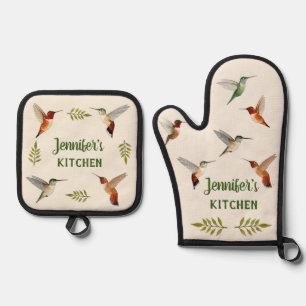 Ensemble De Gant De Cuisine Et De Manique Colibri roux