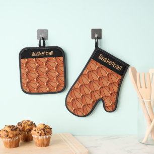 Ensemble De Gant De Cuisine Et De Manique Conception de basket-ball Four Mitt et Pot Holders