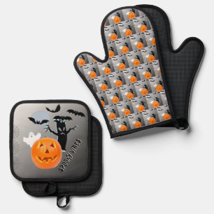 Ensemble De Gant De Cuisine Et De Manique Conception de cuisine pour Halloween avec chauves-