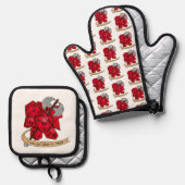 Ensemble De Gant De Cuisine Et De Manique Conception de dés barbares (Recto/Verso)