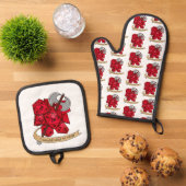 Ensemble De Gant De Cuisine Et De Manique Conception de dés barbares (De haut en bas)