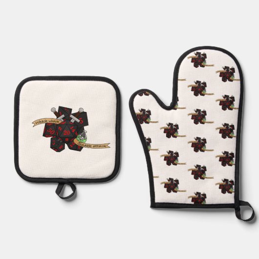 Ensemble De Gant De Cuisine Et De Manique Conception de dés non fiables (Recto)