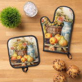 Ensemble De Gant De Cuisine Et De Manique Conception de nature morte  (De haut en bas)