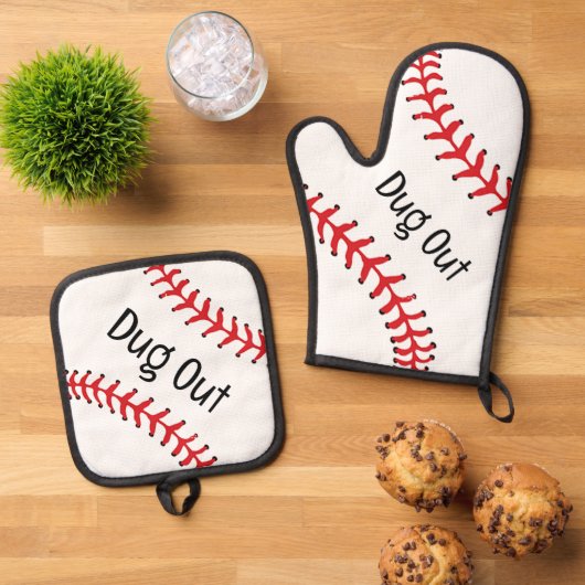 Ensemble De Gant De Cuisine Et De Manique Conception du baseball (De haut en bas)