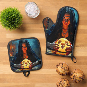 Ensemble De Gant De Cuisine Et De Manique Conception d'un voyant Mystic Psychic Fortune