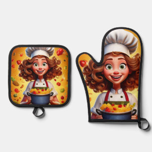 Ensemble De Gant De Cuisine Et De Manique Conception unique et moderne Four Mitt et Pot Port