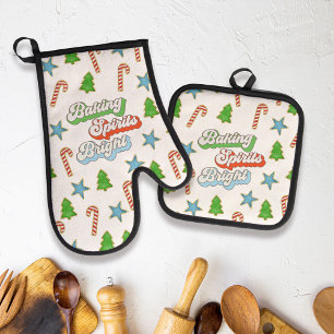Ensemble De Gant De Cuisine Et De Manique Cookies de Noël mignons