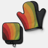 Ensemble De Gant De Cuisine Et De Manique Couleurs d'automne (Recto/Verso)