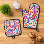 Ensemble De Gant De Cuisine Et De Manique Couleurs Viva ! (De haut en bas)