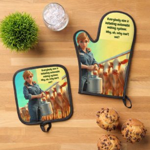 Ensemble De Gant De Cuisine Et De Manique Country Cosy Milking Four Mitt et Pot Holder Set