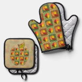 Ensemble De Gant De Cuisine Et De Manique Couverture d'Automne (Recto/Verso)