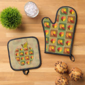 Ensemble De Gant De Cuisine Et De Manique Couverture d'Automne (De haut en bas)