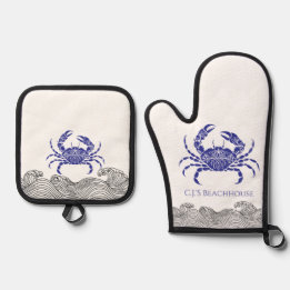Ensemble De Gant De Cuisine Et De Manique Crabe bleu personnalisé