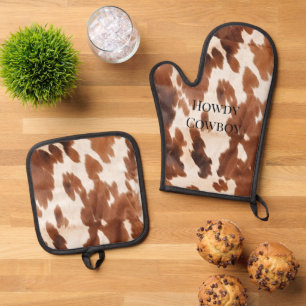 Ensemble De Gant De Cuisine Et De Manique Crevette Brown de Western Cream