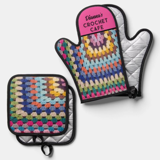 Ensemble De Gant De Cuisine Et De Manique Crochet amant cadeau! Personnalisé (Recto/Verso)