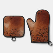 Ensemble De Gant De Cuisine Et De Manique Cuir Brown Faux (Recto)