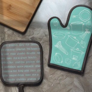 Ensemble De Gant De Cuisine Et De Manique Cuisine Cajun Essentials Four Mitt et Pot Holders