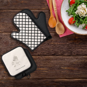 Ensemble De Gant De Cuisine Et De Manique Cuisine d'oignon et ail Noir