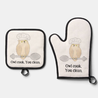 Ensemble De Gant De Cuisine Et De Manique Cuisinier Chouette Mignon