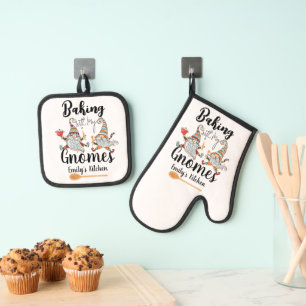 Ensemble De Gant De Cuisine Et De Manique Cuisson avec mes Gnomes Boulangerie sur mesure Bou