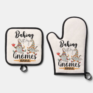 Ensemble De Gant De Cuisine Et De Manique Cuisson avec mes Gnomes Moderne Funny Scandinave