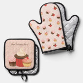 Ensemble De Gant De Cuisine Et De Manique Cupcake Fun (Recto/Verso)