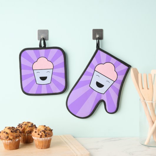 Ensemble De Gant De Cuisine Et De Manique Cupcake Mignon (In situ (suspendu))