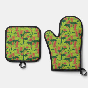 Ensemble De Gant De Cuisine Et De Manique Cute Carnivore Vénus Flytrap Motif