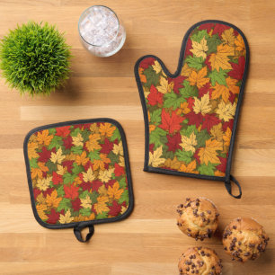 Ensemble De Gant De Cuisine Et De Manique Cute Fall motif saisonnier