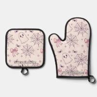 Cute Halloween Ghost & Spiderweb Motif