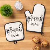 Ensemble De Gant De Cuisine Et De Manique Cute Hanging Kittens Nom personnalisé (De haut en bas)
